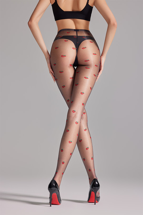 Strawberry completa Jacquard Sheer a las medias transparentes de la cintura