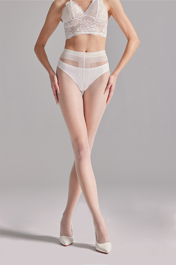 Pantimedias sexys transparentes sin entrepierna con decoración removible