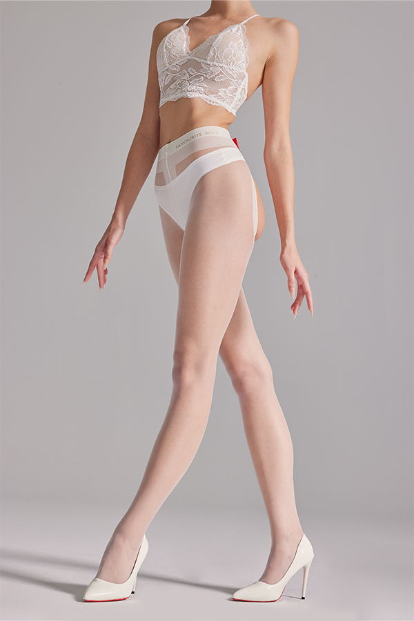 Pantimedias sexys transparentes sin entrepierna con decoración removible